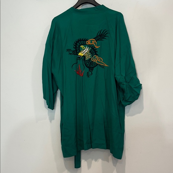 Vintage Green Embroidered short dragon Robe women’s one size with belt - Picture 5 of 7